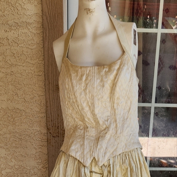 GUNNE SAX VINTAGE GOLD METALLIC DRESS - Picture 4 of 6